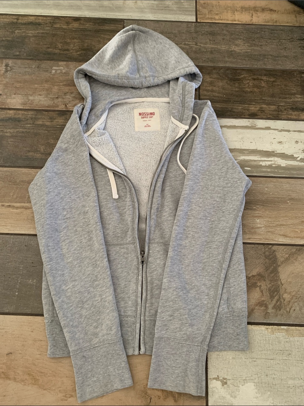 Mossimo Supply Co. Gray Hooded Zip-Up Bomber Jacket